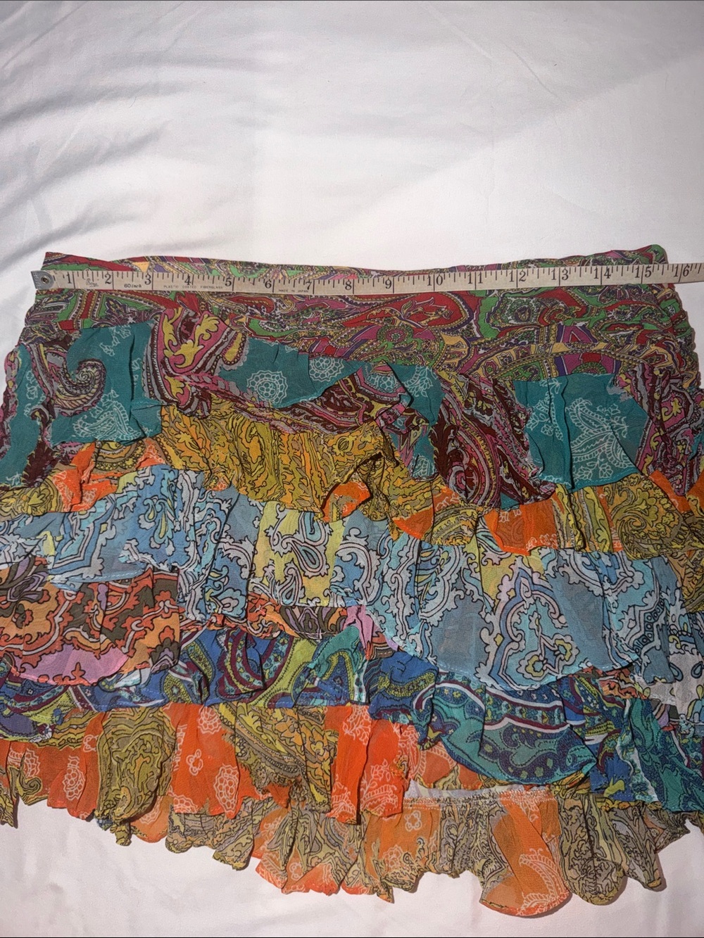 ZARA Colorful Paisley Patchwork Ruffle Mini Skirt, size medium - Picture 10 of 16